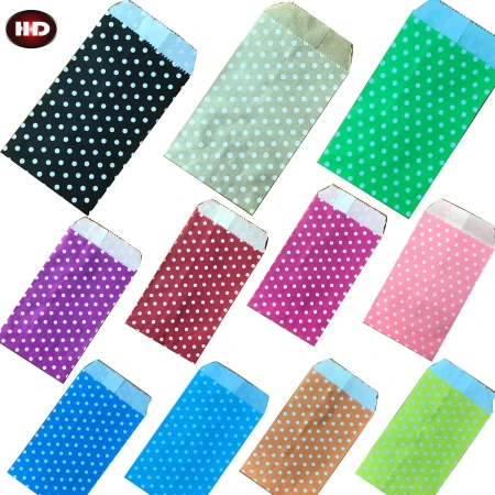 In stock: 8*15 cm, 100 yuan per pack, colorful polt-dot kraft paper bags, food bags, candy paper bags, US Amazon In stock: 8*15 cm, 100 yuan per pack, colorful polt-dot kraft paper bags, food bags, candy paper bags, US Amazon